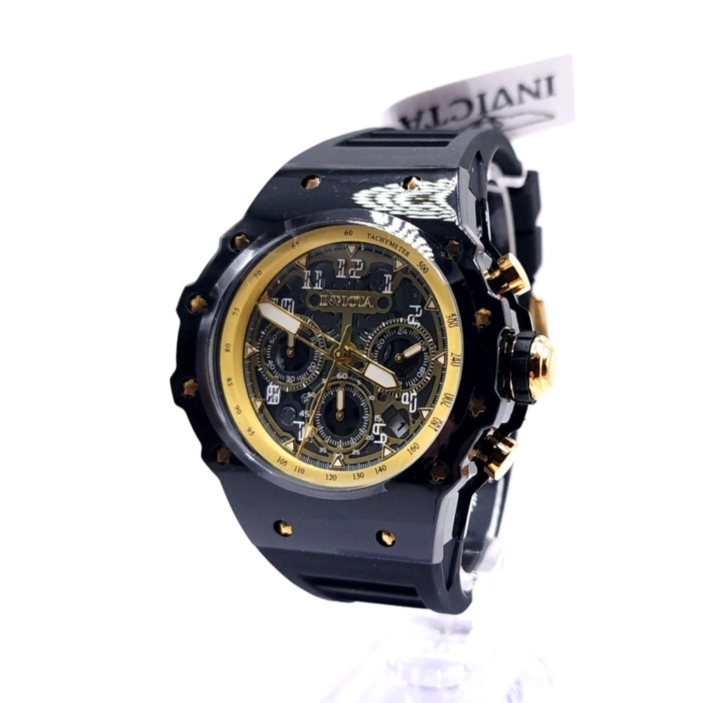 Invicta Racing Vaulthan 69662‎ Men's Watch Black Gold 44mm New